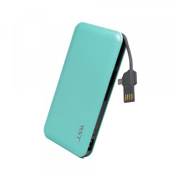 Wholesale Universal 8000 mah Portable Power Bank Charger with Built In Cable (Green)